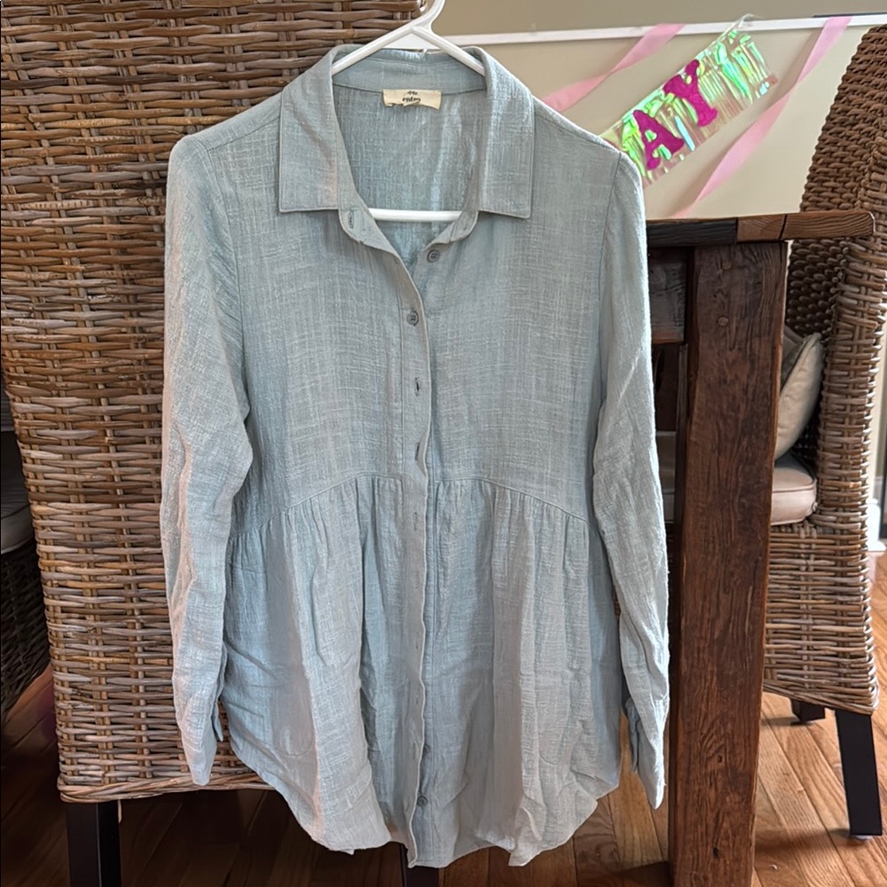 Entro from Anthropologie Peplum/Gauze like Notched Collar Blouse